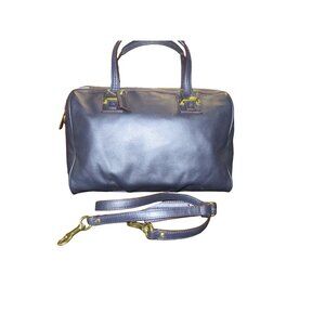 Coach Taylor 2013 Metallic Blue Leather Double Handle Satchel & Crossbody Strap